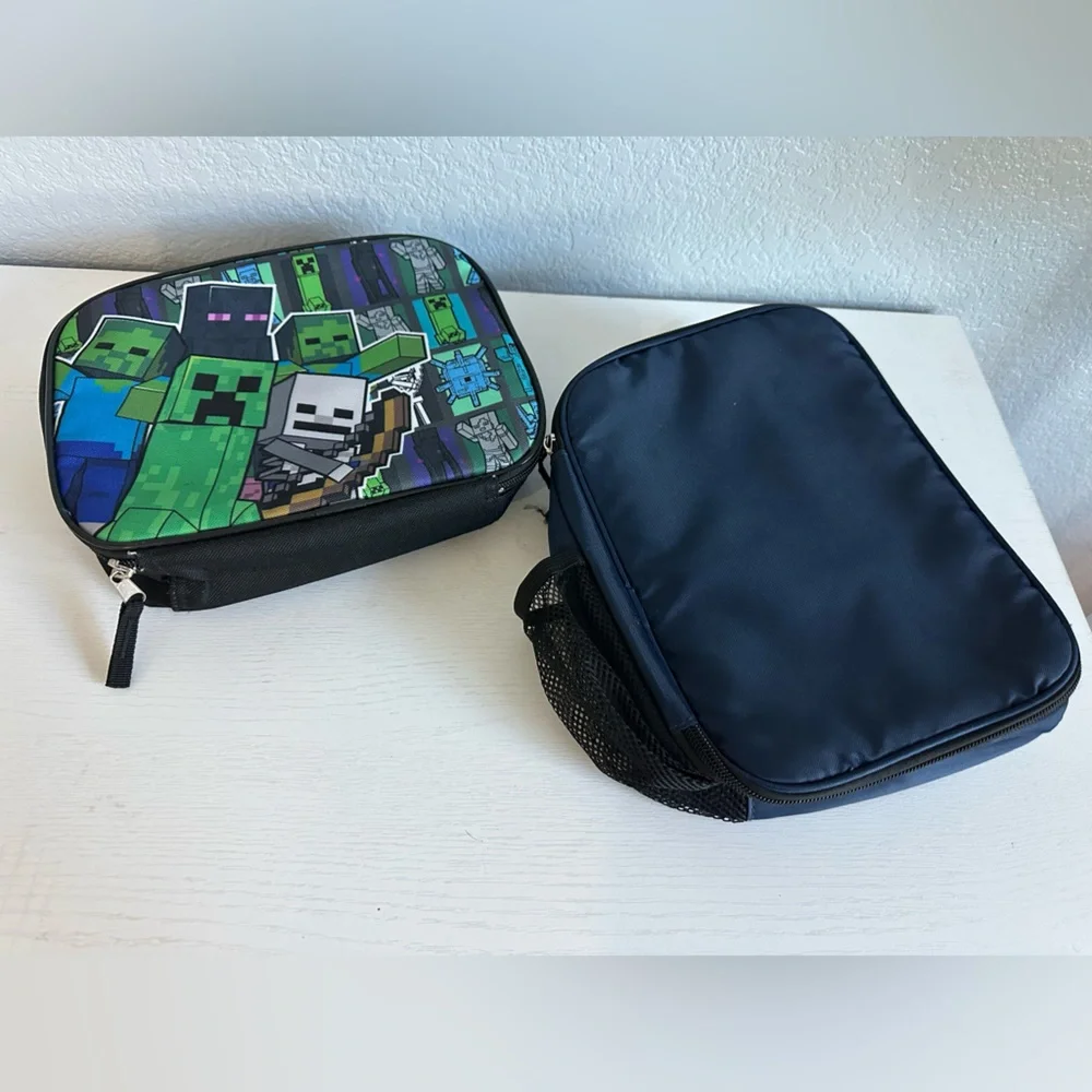 Minecraft Themed‎ and Navy Blue Kids lunch bags